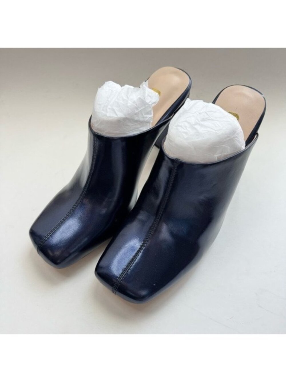 Women Mules Slip On High Heel Mule Dark Blue Size 8 FSJ - Picture 6 of 12